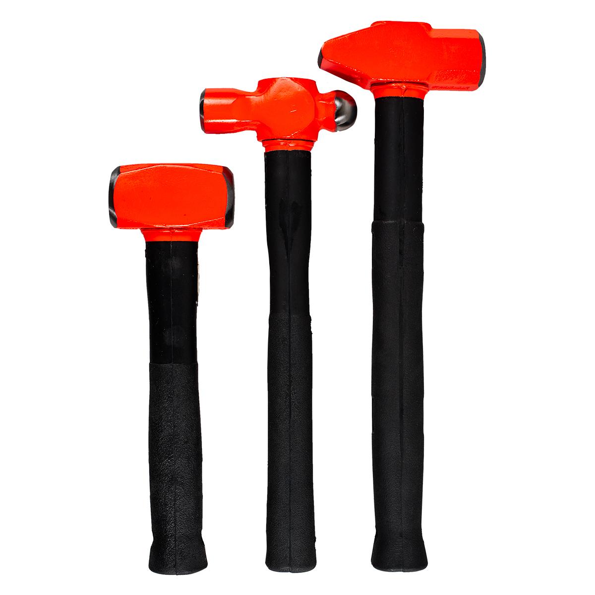 3PC Indestructible Handle Club Sledge, Ball Peen, & Cross Peen